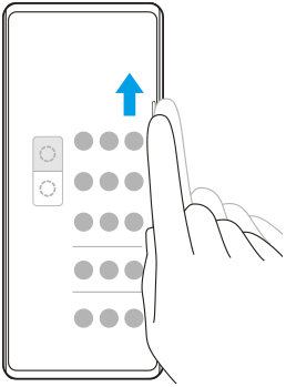 Схема перемещения пальца вверх по длинному краю экрана.
