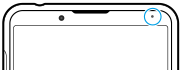 Diagram med besked-LED'ens position øverst i højre område set forfra.