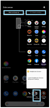 Immagine che mostra la posizione delle schede e dell’icona [Scatta uno screenshot] nel menu Sensore laterale.