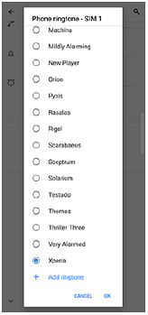 Bilde av valg av lyd fra listen.