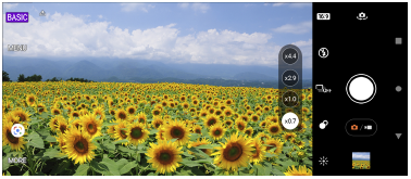 ภาพของหน้าจอสแตนด์บาย Photo Pro ในโหมด BASIC (พื้นฐาน) ในแนวนอน