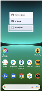 Image of the menu that opens on the Home screen