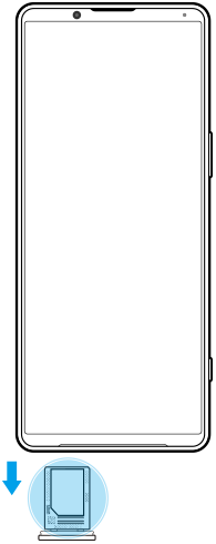 Immagine del/i numero/i IMEI sul lato inferiore visto/i anteriormente.