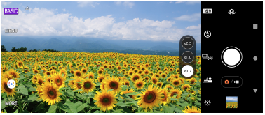 Immagine della schermata di standby di Photo Pro nel modo BASIC (di base) con orientamento orizzontale