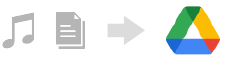 音楽ファイルやドキュメントをGoogleドライブに移行するイメージ図。