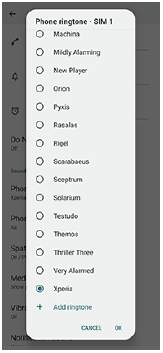 Image of selecting a sound from the list.