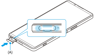 Afbeelding die laat zien waar de nano-SIM-/geheugenkaartladesleuf en de vier hoeken van de afdekking zich bevinden