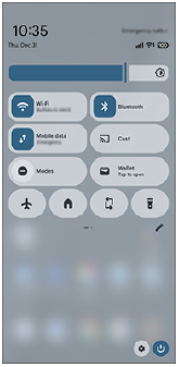 Image of the Quick settings panel