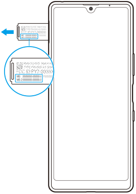 Διάγραμμα της προβολής του(ων) αριθμού(ών) IMEI στην άνω αριστερή πλευρά σε μπροστινή προβολή.
