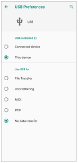 Εικόνα του παραθύρου που εμφανίζεται όταν συνδέετε το τηλέφωνο με υπολογιστή μέσω USB