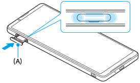 Kuva, joka näyttää, missä SIM-kortti-/microSD-korttipaikka ja suojuksen neljä kulmaa sijaitsevat