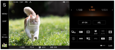 Obraz ekranu gotowości aplikacji Photo Pro w trybie Priorytet szybkości migawki