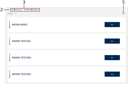 Illustration indiquant l’emplacement de chaque élément de l’écran d’accueil du mode utilisateur