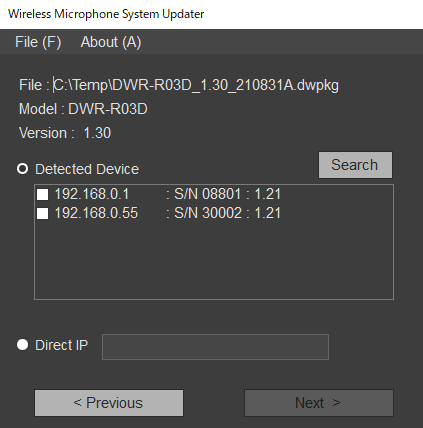 Schermata dei dispositivi connessi tramite Ethernet