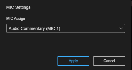 MIC Settings dialog