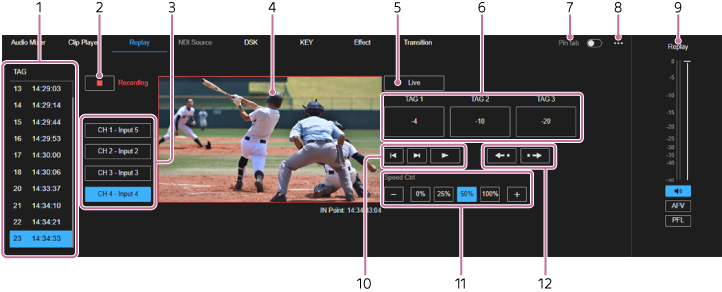 Live Operation screen