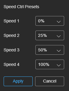 Speed Presets dialog