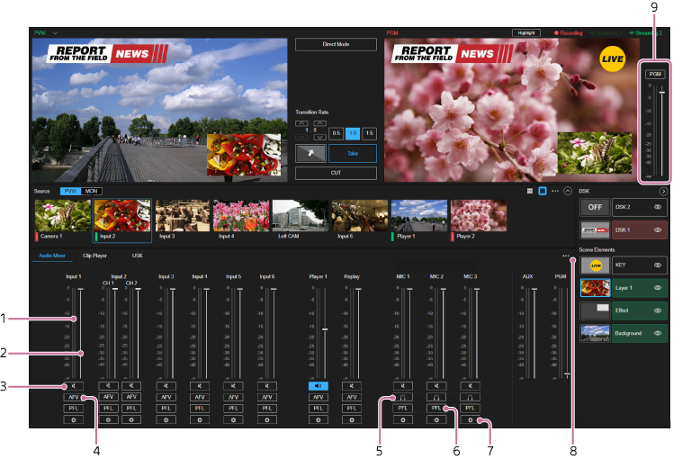 Live Operation screen