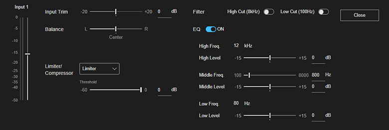 Live Operation screen