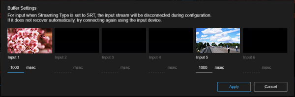 Buffer Settings dialog
