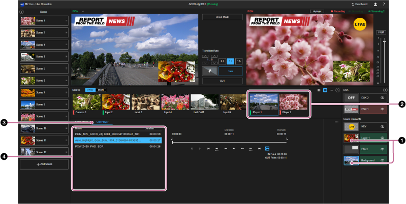 Live Operation screen