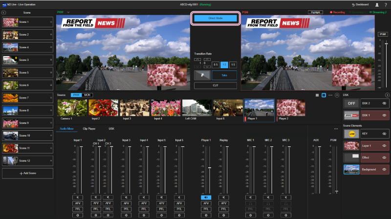Live Operation screen