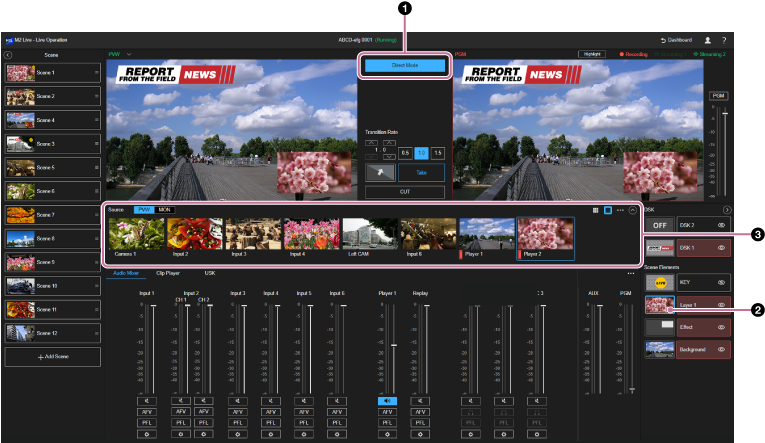 Live Operation screen