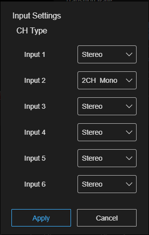 Input Settings dialog