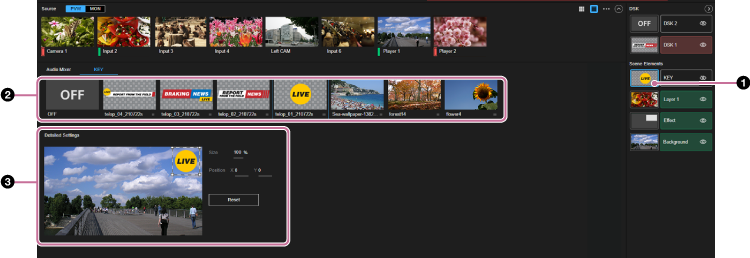 Live Operation screen