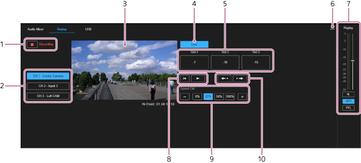 Live Operation screen