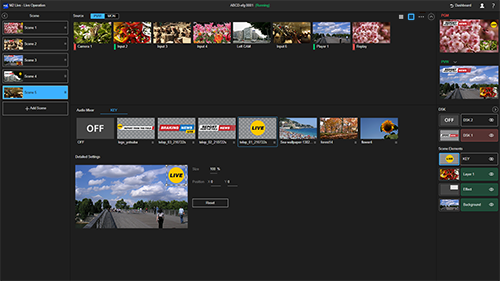 Live Operation screen