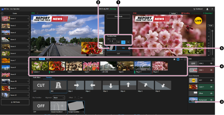 Live Operation screen