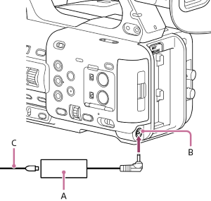 Illustration of connecting AC adaptor