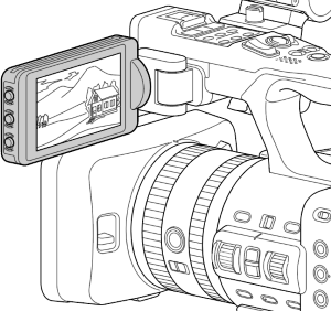 Illustration of LCD monitor facing opposite direction of lens