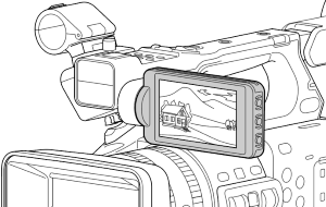 Illustration of LCD monitor facing same direction as lens