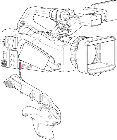 Illustration du branchement à la télécommande de grip