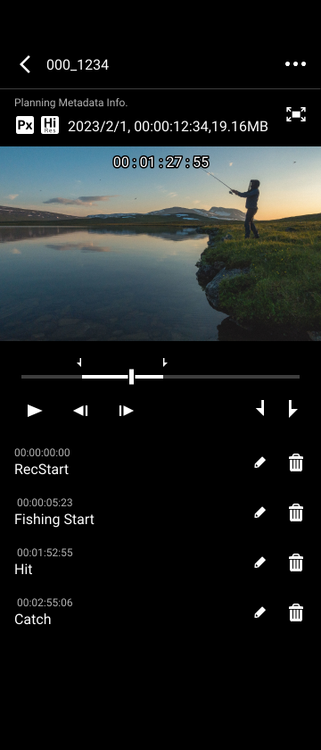 Clip preview screen on camera