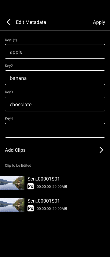 Edit Metadata screen