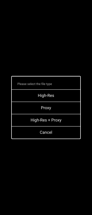 Select file type dialog