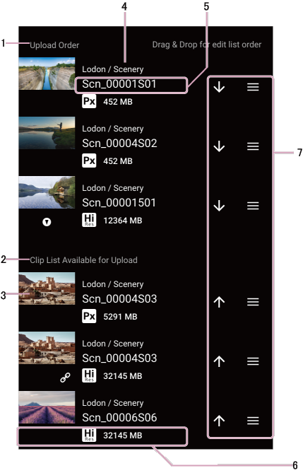 List area of Job Edit screen
