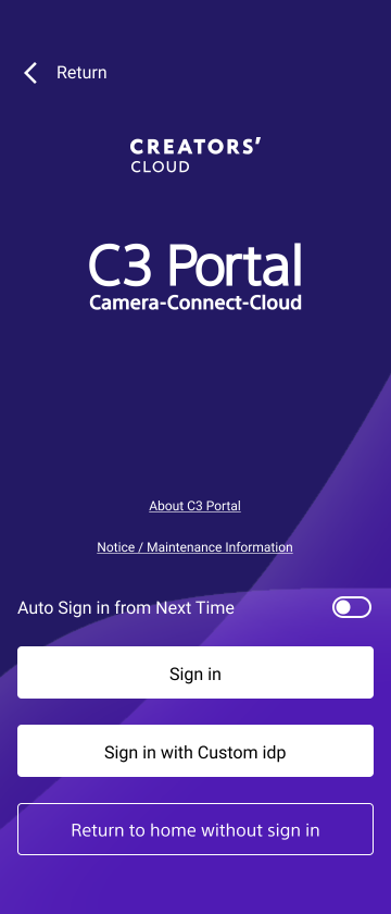 C3 Portal sign in screen