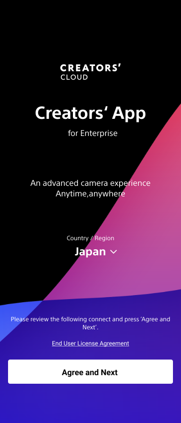 Initial startup screen