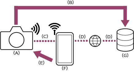 Illustrazione che mostra il rapporto di connessione di una connessione Wi-Fi che utilizza un dispositivo mobile configurato come punto di accesso.