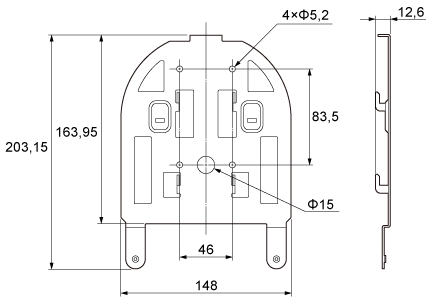 Diagrama de dimensiones de soporte de techo (B)