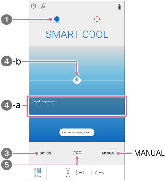 Illustration showing the setting screen of SMART COOL MODE in the “REON POCKET” app