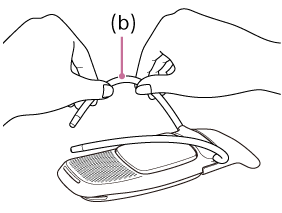 Illustration showing how to adjust the band by holding it