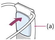 Illustration showing how to detach the unit from the neckband by pushing the upper part of the cooling/warming section