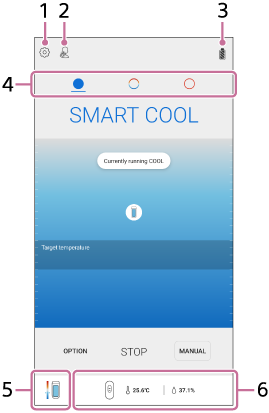 Illustrazione che mostra gli elementi comuni a ciascuna modalità dell’app