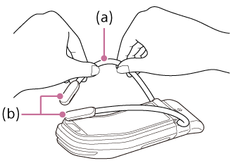 Illustration showing how to adjust the band by holding it