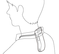 Ilustración que muestra cómo llevar la unidad con el collar y la tapa de ventilación